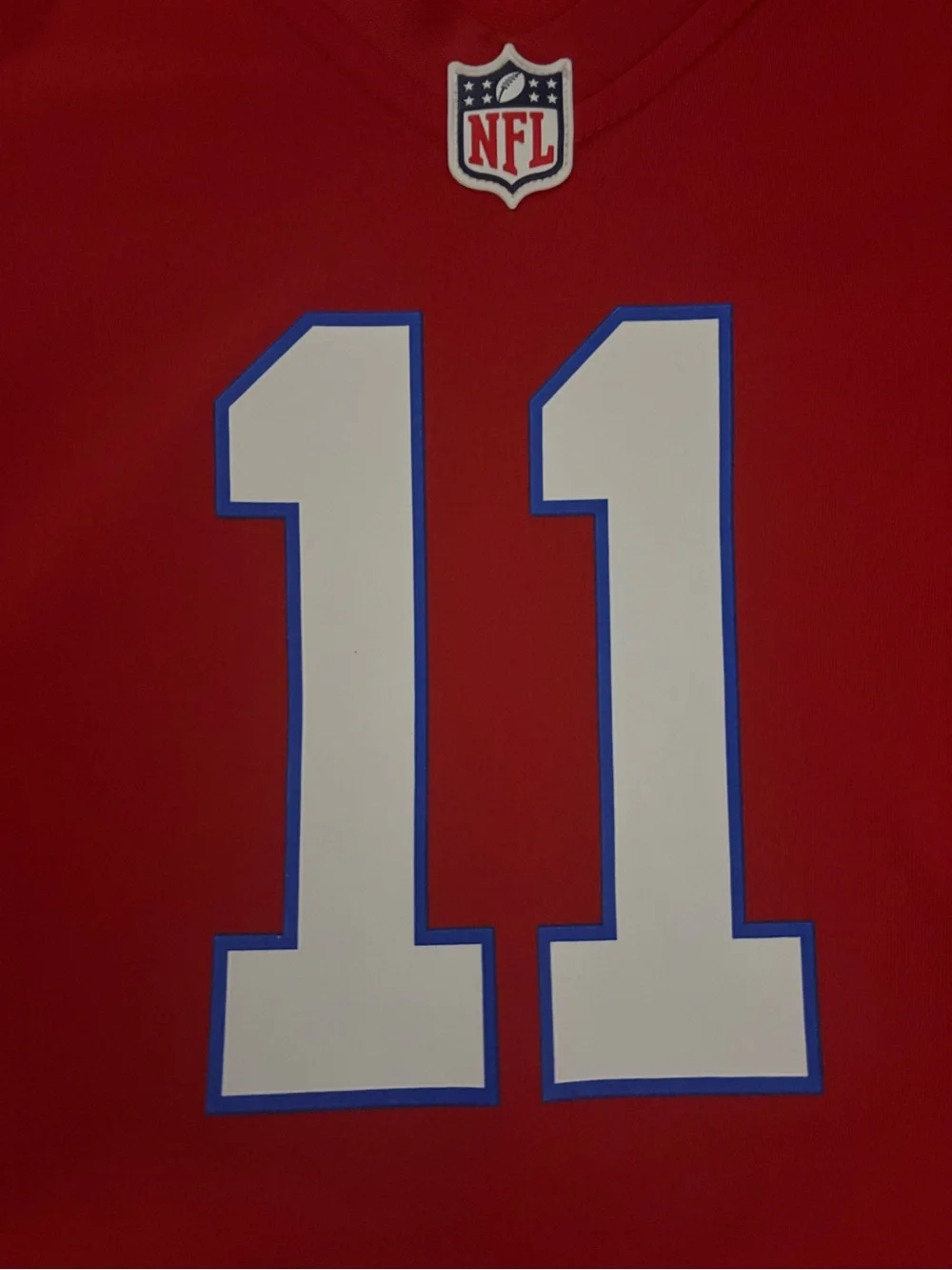 Nike Red Football Jersey with White and Blue Accents #11